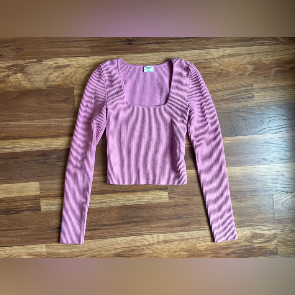 Abercrombie and Fitch Square Neck Ribbed Cropped Sweater Top | women's XS
